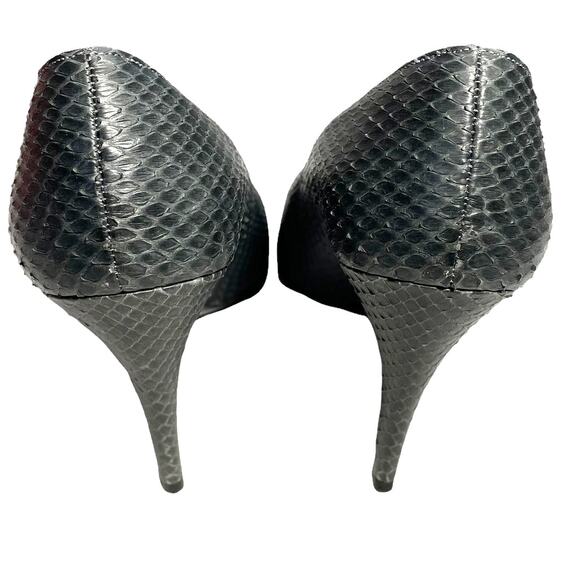 Charles Jourdan Size 8 Pumps Vintage Narrow Snakeskin Heels Marly Magnolia Gray - Picture 6 of 13